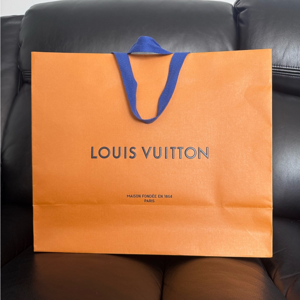 Louis Vuitton Bold Orange Tote with Blue Handles